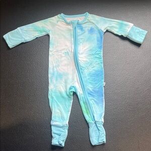 Little Sleepies Blue Watercolor Tie Dye Zippy, Newborn